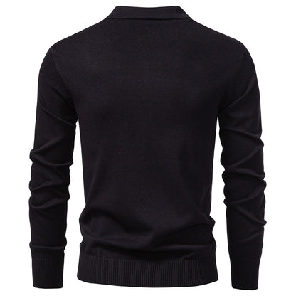 AIOPESON Premium Solid Color Polo Men Slim Fit Zip Long Sleeve Luxury Textured Fabric Business Casual Mens Sweatshirt