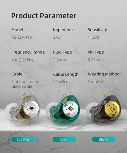 KZ EDX Pro Earphones Dynamic In Ear Monitor HiFi Wired Headphones Bass Stereo Game Music Earplugs Noice Cancelling Headset
