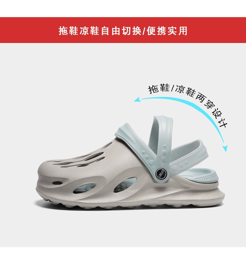 Summer Men's Fashion Beach Sandals Clogs Thick Sole Slipper Waterproof Anti-Slip Sandals Flip Flops Non-slip Soft EVA Hole Shoes