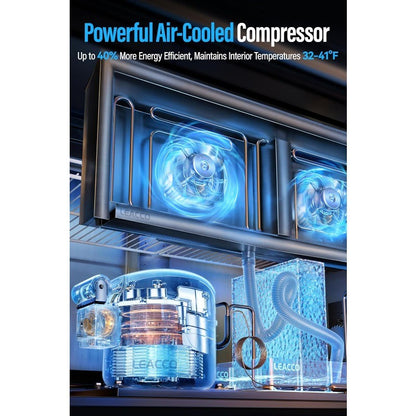 48" Refrigerated Prep Table, 18 Pan Commercial Salad & Sandwich Workstation with Storage