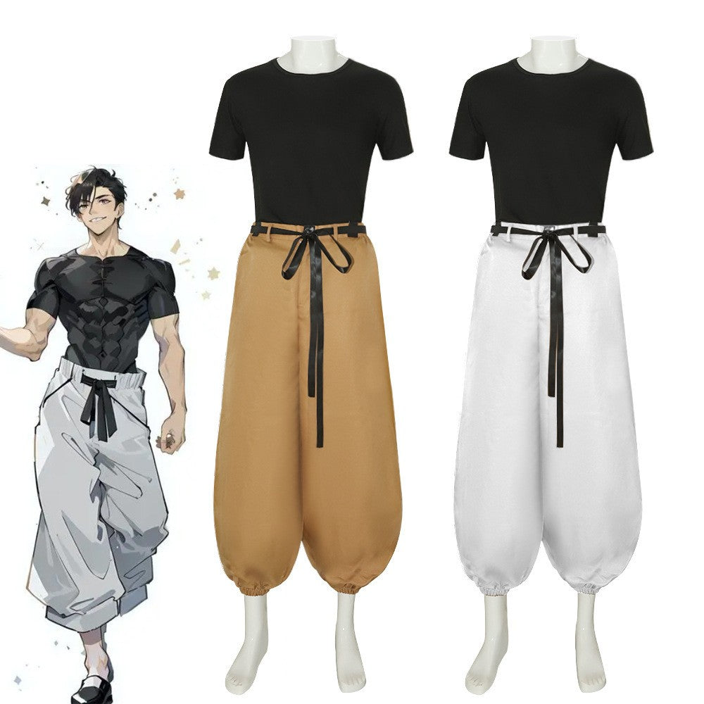 Jujutsu JJK Manga Anime Fushiguro Toji Satoru Gojo Cosplay Costume Wig T-shirt Pants Rose Net Halloween Christmas stage costume