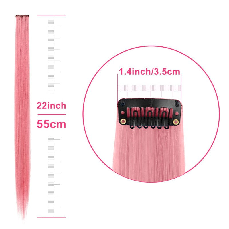1 5 11 Peças/lote de Extensões de Cabelo Tic Tac Mechas de Várias Cores Sintéticas 22 polegadas Peças de Cabelo Arco-Íris para Meninas Mulheres Crianças