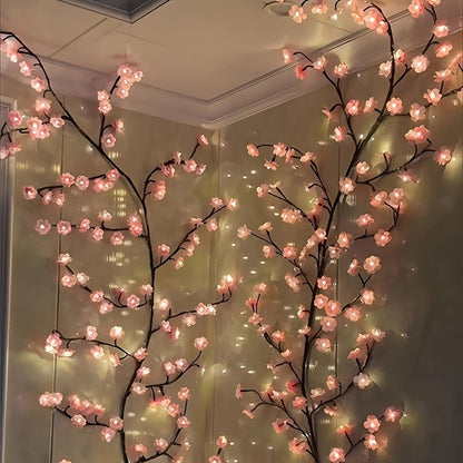 Cherry LED Tree Branch Lights 8 Modes USB Powered Cherry Blossom Branch Decoration Night Lights for Indoor Home Walls and Doors