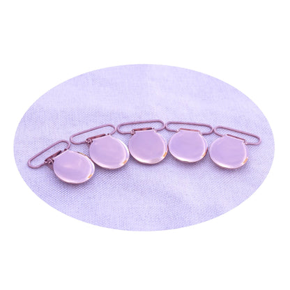 10Pcs Rose Gold Round Shape Pacifier Suspender Clips Baby Pacifier Holder Infant Dummy Clip With Plastic Insert for 25mm Ribbon