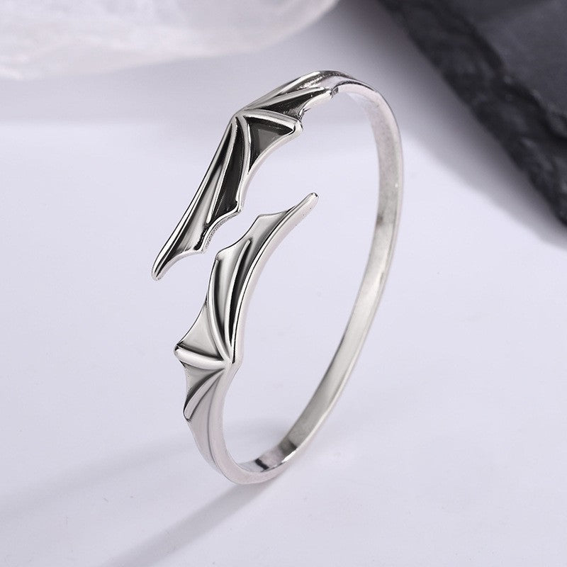 Pulseira Bracelete de Prata Esterlina 925 Pena Flor Dourada Vintage Punk Para Mulheres Homens Joias da Moda Presente Dropship Atacado