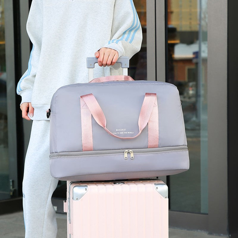 Large Capacity Travel Duffel Bag Oxford Gym Fitness Bag with Wet/Dry Zones & Shoes Compartment for Outdoor Trips Sport Bag