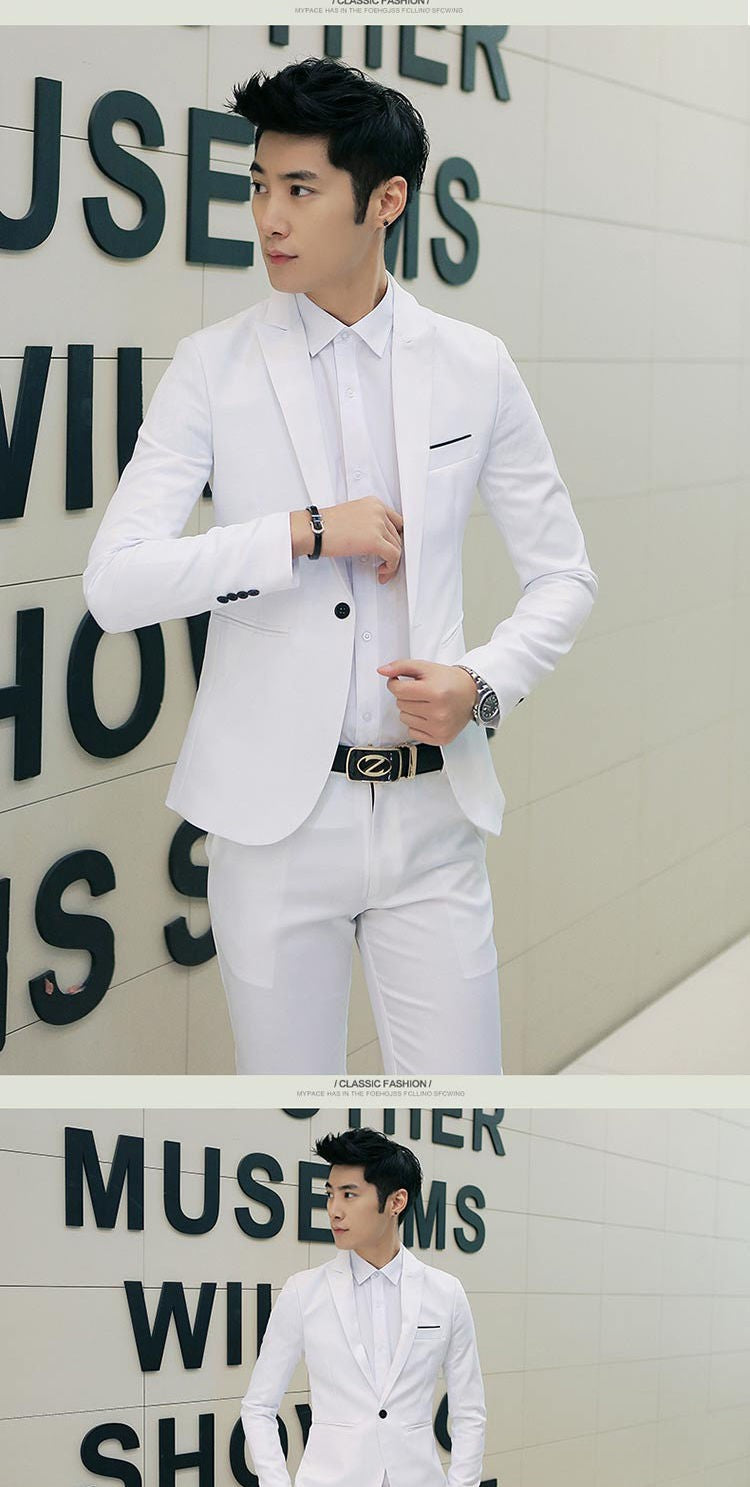 Summer Men's Casual Suit Fashion Business Office Trendy Non-ironing Anti-wrinkle Suit Jacket Solid Color Slim Fit Men's Suit