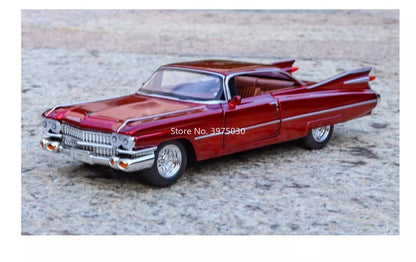 1:32 Escala Cadillac Eldorado Carros Brinquedo Modelos Pneus de Borracha com Luz Música Veículos Roda Puxar para Trás Miniatura de Carro Enfeite