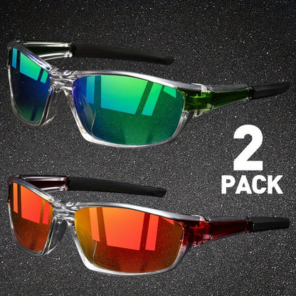 2pairs Sports Polarized Sunglasses for Men Lightweight Night Vision Male Shades Cycling Driving Fishing Fashion Mirror Sunglass