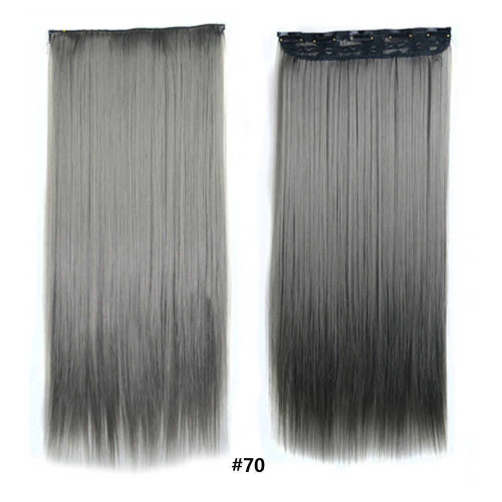 Extensões de cabelo sintéticas com clipe, longas e lisas, com 5 clipes em uma única peça, extensões de cabelo multicoloridas LIHUI