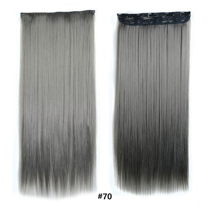 Extensões de cabelo sintéticas com clipe, longas e lisas, com 5 clipes em uma única peça, extensões de cabelo multicoloridas LIHUI