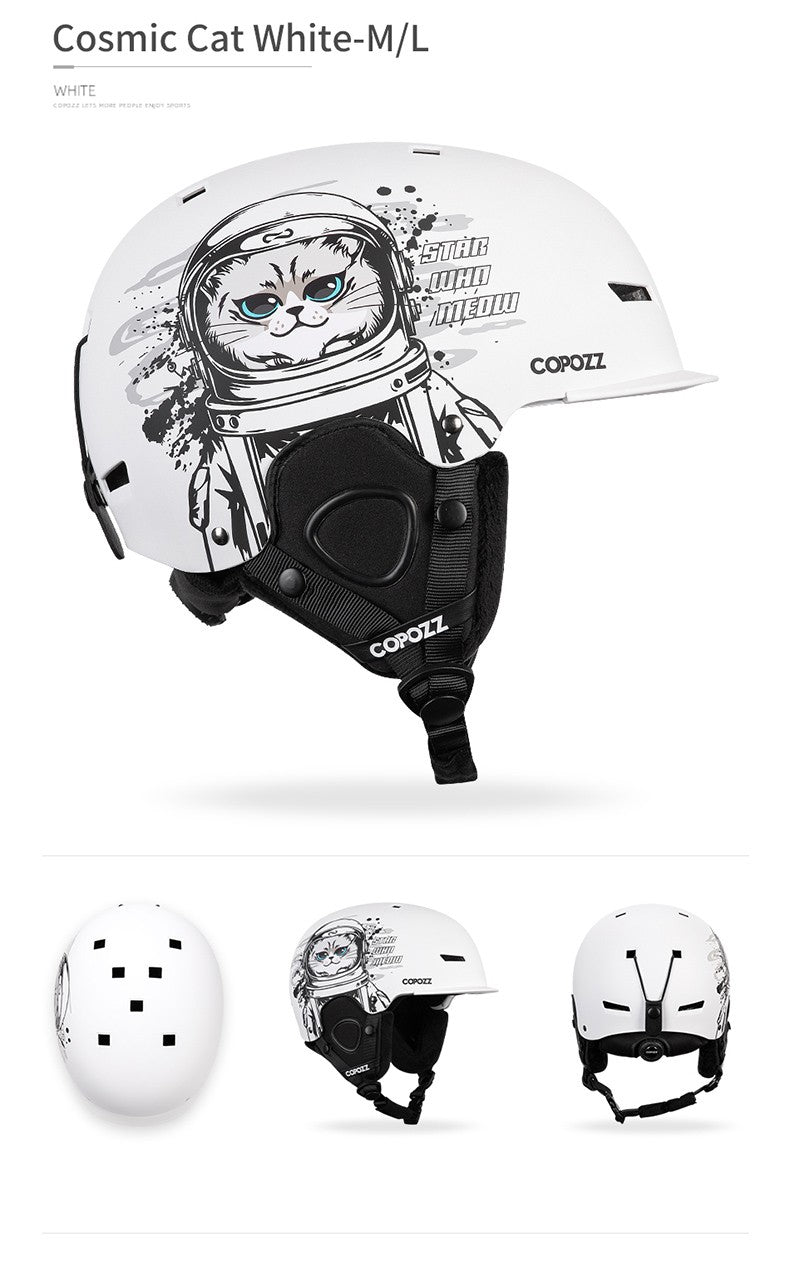 COPOZZ Novo Capacete de Esqui Unissex com Certificado, Meio-Coberto, Anti-impacto, Para Adultos e Crianças, Segurança na Neve, Capacete de Snowboard