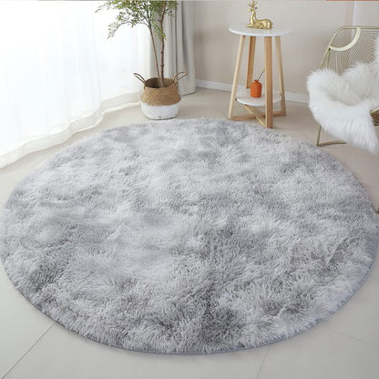 100/120/140/160 Round Rug Fluffy Soft Area Rugs for Kids Girls Room Princess Castle Plush Shag Carpet Cute Circle Bedroom Decor
