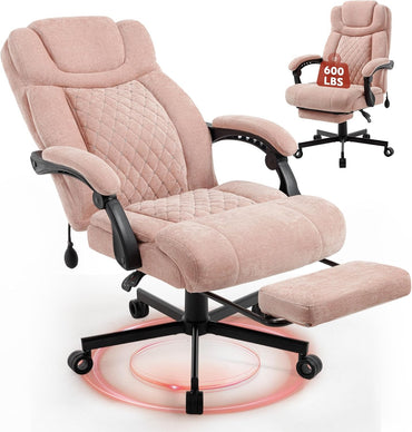 600LBS Big and Tall Office Chair for Heavy People,Large Reclining Executive Chairs with Foot Rest&AirAdjust Lumbar Support