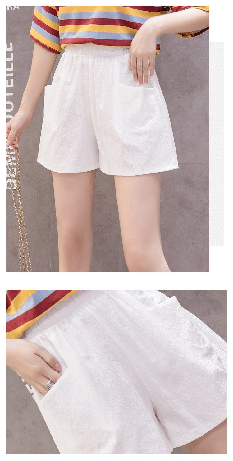 2024 Women Summer Cotton Shorts Casual Solid Pockets Basic Shorts Elastic Waist loose shorts Soft Cool female Outwear Shorts