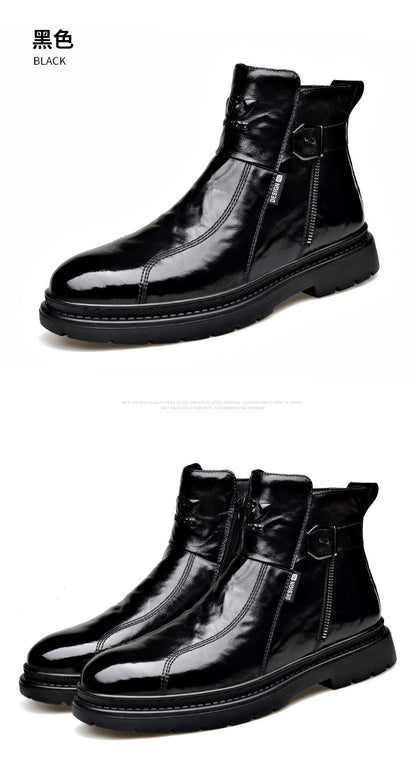 British-style Men's Casual Retro Chelsea Boots for Men Autumn Winter Cow Leather Shoes Male Fashion New Designer Ankle Boots Man