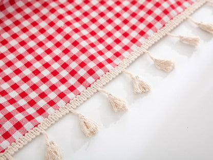Pastoral Red and White Plaid Tablecloth Linen Cotton square Coffee Table Cloth Rectangular picnic tablecloth Tableware for Home