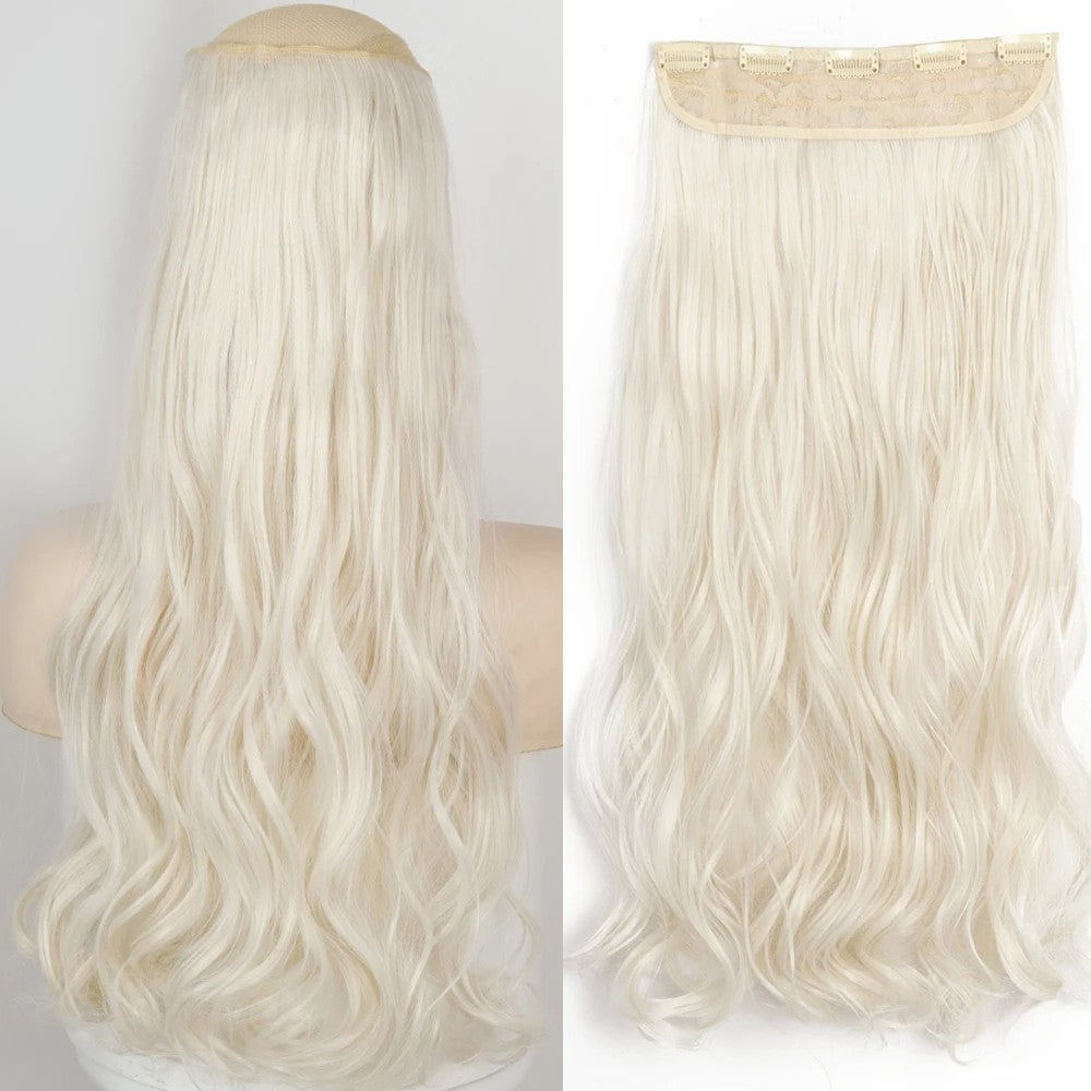 Extensão de Cabelo Liso Comprido de Fibra Sintética Resistente ao Calor com 5 Clipes 22"32" Preto Castanho Loiro