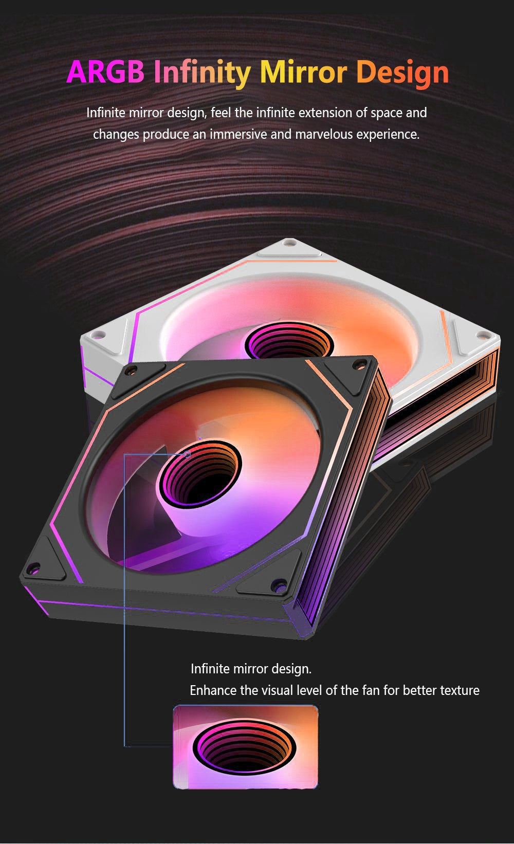 PRISM 7 PRO Computer Case Fan 120mm ARGB 4-Pin PWM Silent Cooling Fan 12V High Airflow 58.36CFM/800-1800RPM