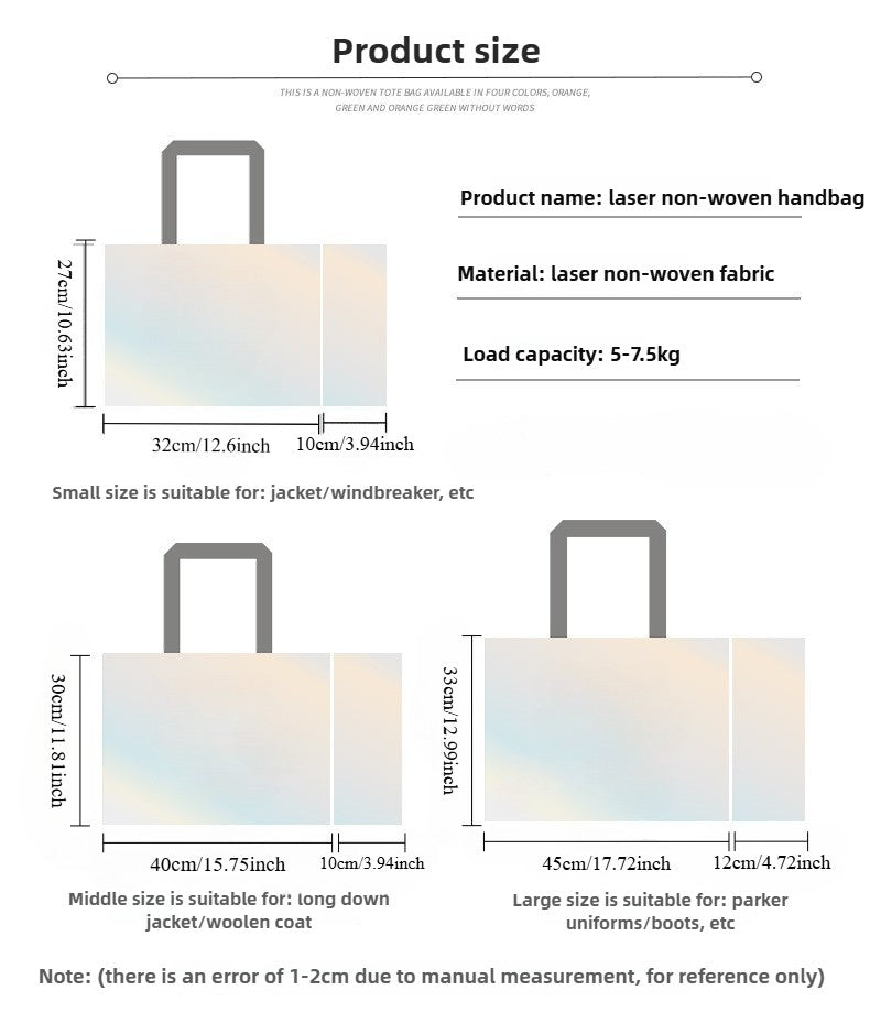 10Pcs Reusable Silver Laser Tote Bag Durable Non Woven Gift Shopping Bag for Wedding Bridesmaid Party Birthday Eco Friendly