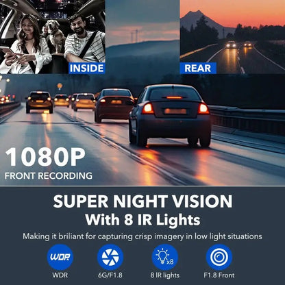 Câmera Veicular Filmadora 4 Canais Caixa Preta FHD 1080P Dianteira Esquerda Direita Traseira Visão Noturna Gravação em Loop adicionar Kit Hardwire