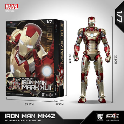 26CM Fondjoy Original Iron Man 1/7 MK42 MK43 1/12 MK1 MK2 MK3 MK4 MK5 MK6 Assembled Tony Stark Action Figure Collect Toy Gift