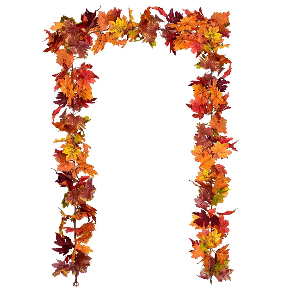 1/2Pcs 175cm Artificial Fall Maple Leaf Garland Fake Plants Autumn Decor Leaves Vine for Thanksgiving Halloween Decoration Gifts