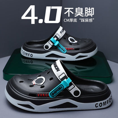 2025 NEW Men Clogs Slippers Fashion Hole Shoes Beach Sandals Indoor House Flats Shoes Lightweight Soft Bathroom Slides