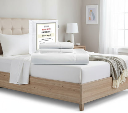 100% Tencel King Sheet Set, Soft Breathable 300 Thread Count, Cooling Moisture-Wicking Sheets for Deep Mattresses