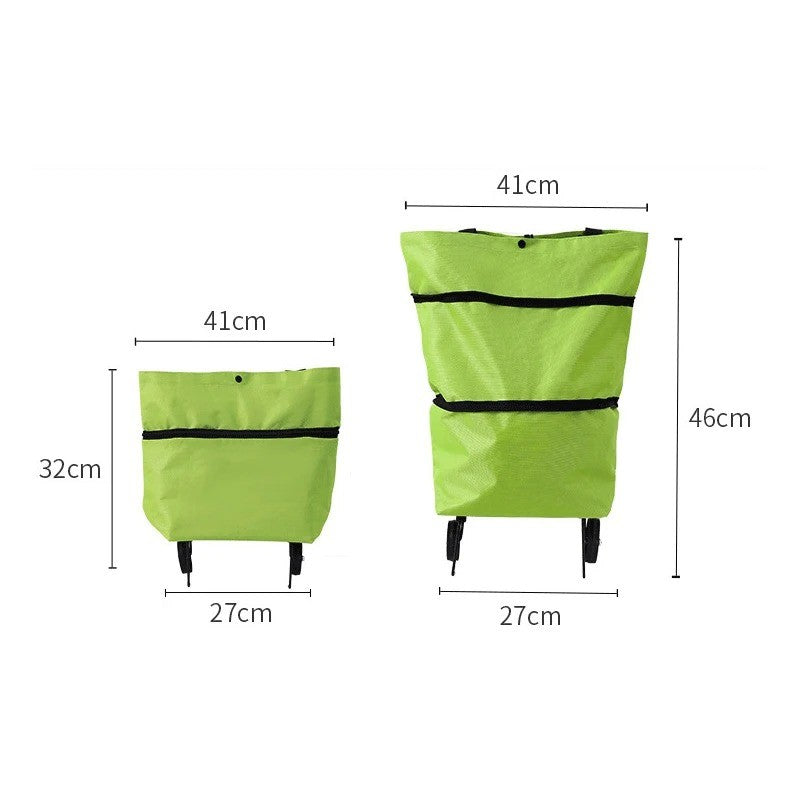 1Pc Foldable Shopping Bag with Wheels Trolley Large Reusable Cloth Hand Tote Bolsas Eco Fabric Supermarket Grocery Pull Cart Bag