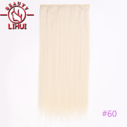 Extensões de cabelo sintéticas com clipe, longas e lisas, com 5 clipes em uma única peça, extensões de cabelo multicoloridas LIHUI