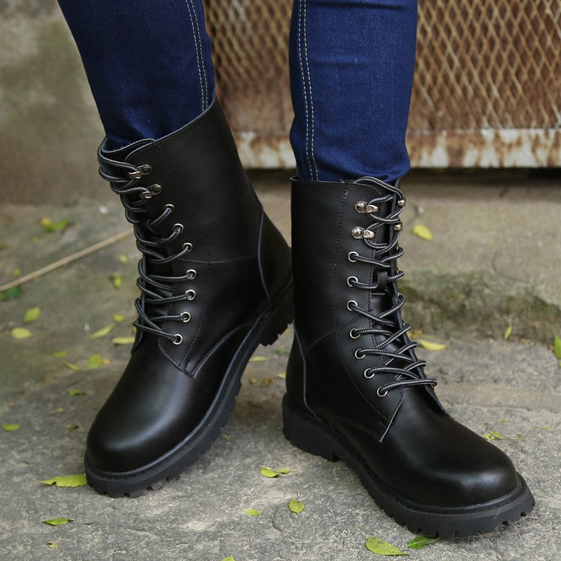 Botas Táticas Militares Masculinas Botas de Tornozelo de Deserto de Cano Alto Quentes e Antiderrapantes com Cadarço para Outono Inverno Masculino de Tamanho Grande