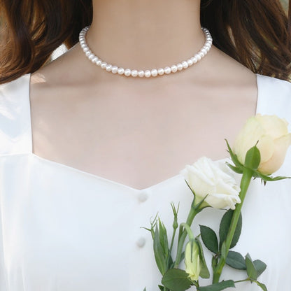 Colar Elegante de Pérola Branca Artificial 1 Peça Gargantilha Corrente de Contas para Homens e Mulheres Presente de Joia da Moda