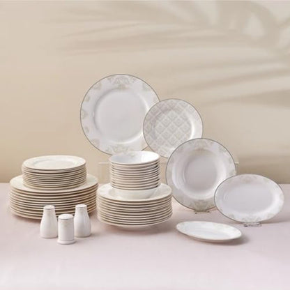 Siena 53Piece Porcelain Plates and Bowls Set with Dinner and Dessert Plates Shakers Bone China Dishware Sets Kitchen Dinnerware