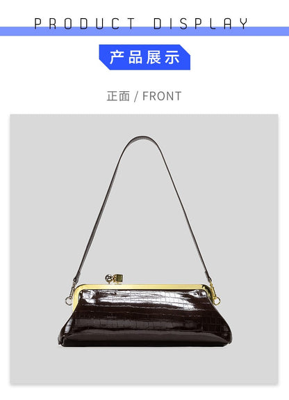 Fashion Long Clutch Bag for Women Luxury Designer Kiss Lock Women Shoulder Bags Elegant Party Purses Trend Underarm Bag 2025