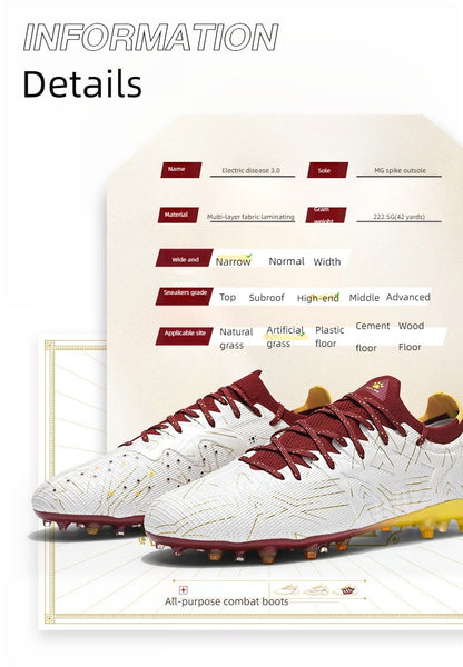 KELME Adult football boots Men's Disease Electric 3.0 Short Spikes Soccer shoes Children's MG Professional Match Training Shoes