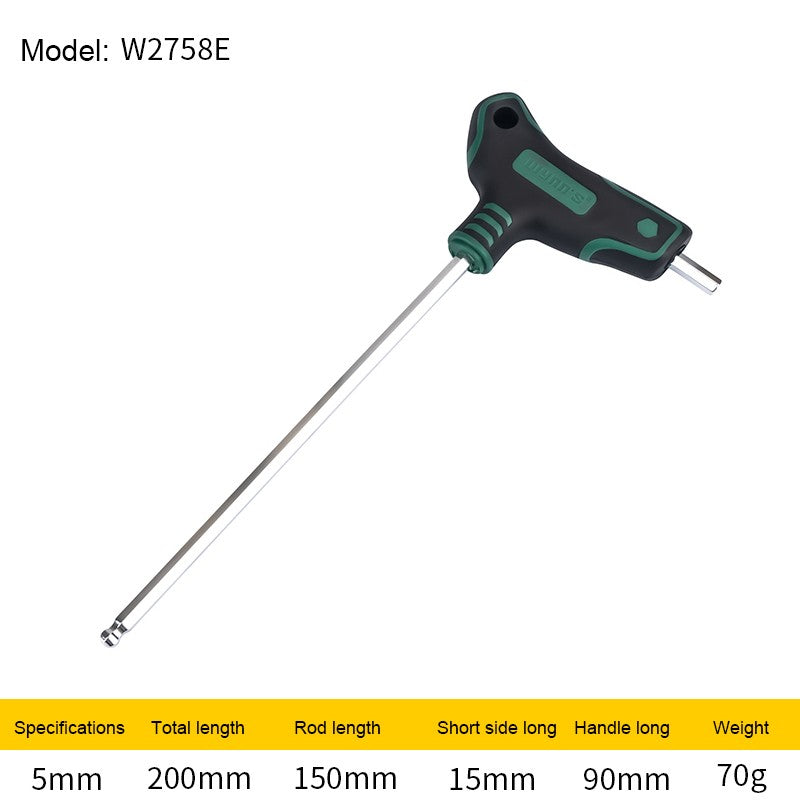 WYNN'S T-Handle Allen Wrench Metric Long Arm Ball/Flat End Hex Key Wrench 1.5-12mm Home Auto Bike Repair Hand Tool Screwdriver