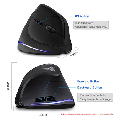 Lefon 2.4G Ergonomic Mouse Wireless Vertical Mouse Rechargeable Gaming Mice for PC Laptop MacOS Office F35C/F35B/F35 MODEL