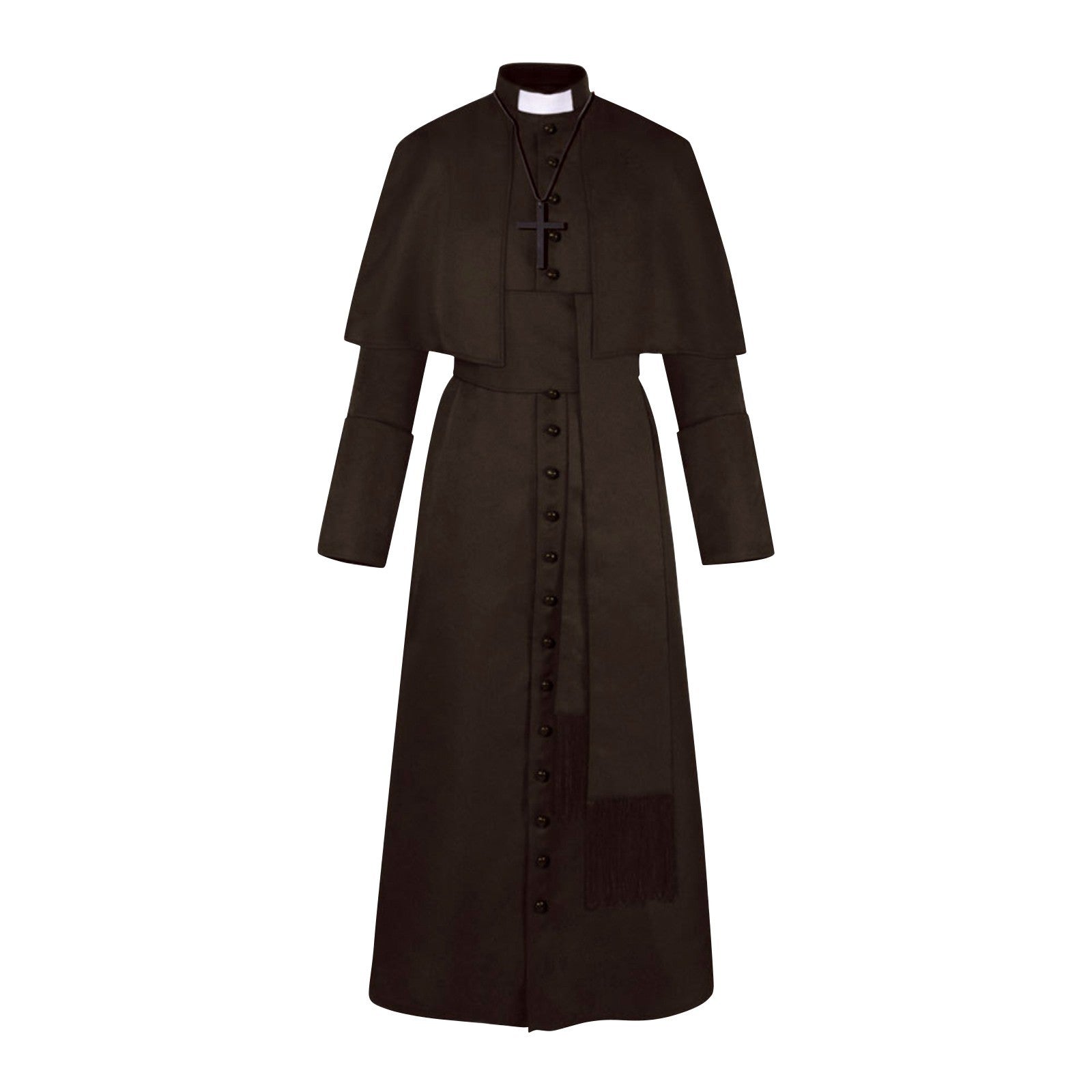 Medieval Renaissance Retro Priest Cosplay Costumes Catholic Church Religion Papal Priest Mass Preacher Solid Robe Clergy Cassock