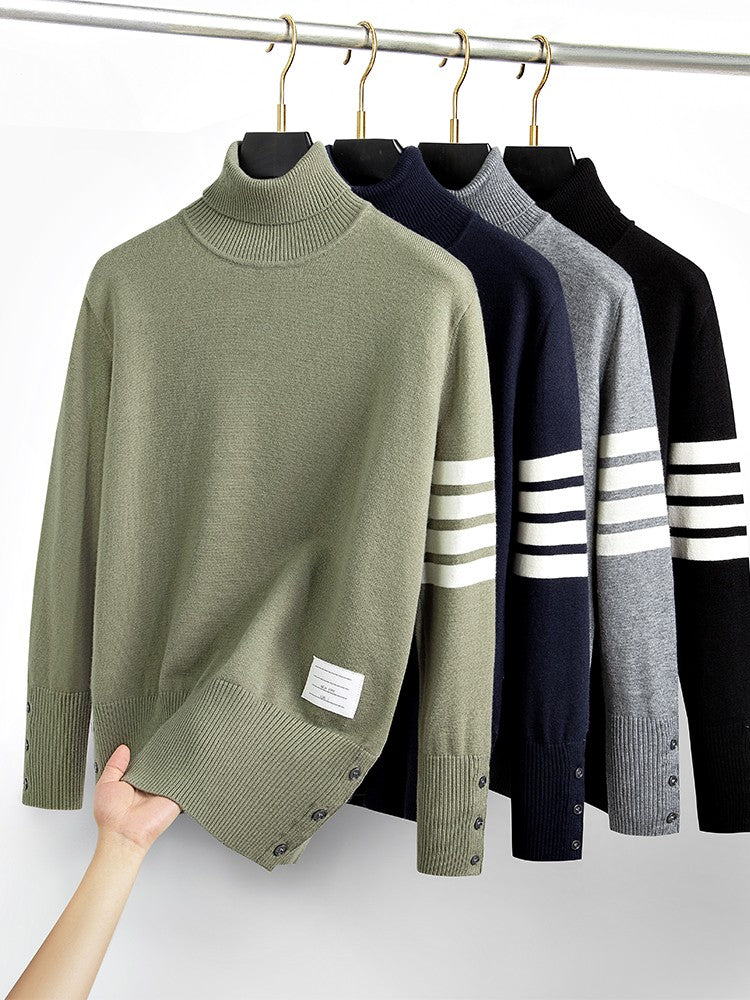 Luxury brand men's knitted sweater for autumn and winter high-end striped design Korean version boutique cardigan casual jacket