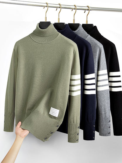 Luxury brand men's knitted sweater for autumn and winter high-end striped design Korean version boutique cardigan casual jacket