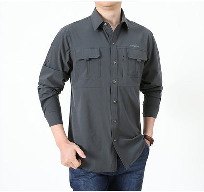 Summer Jacket Upf 50+ Sun Protection Fishing Shirts Men's Quick Dry Long Sleeve Shirts Mesh Breathable Hiking Work Cargo Shirts