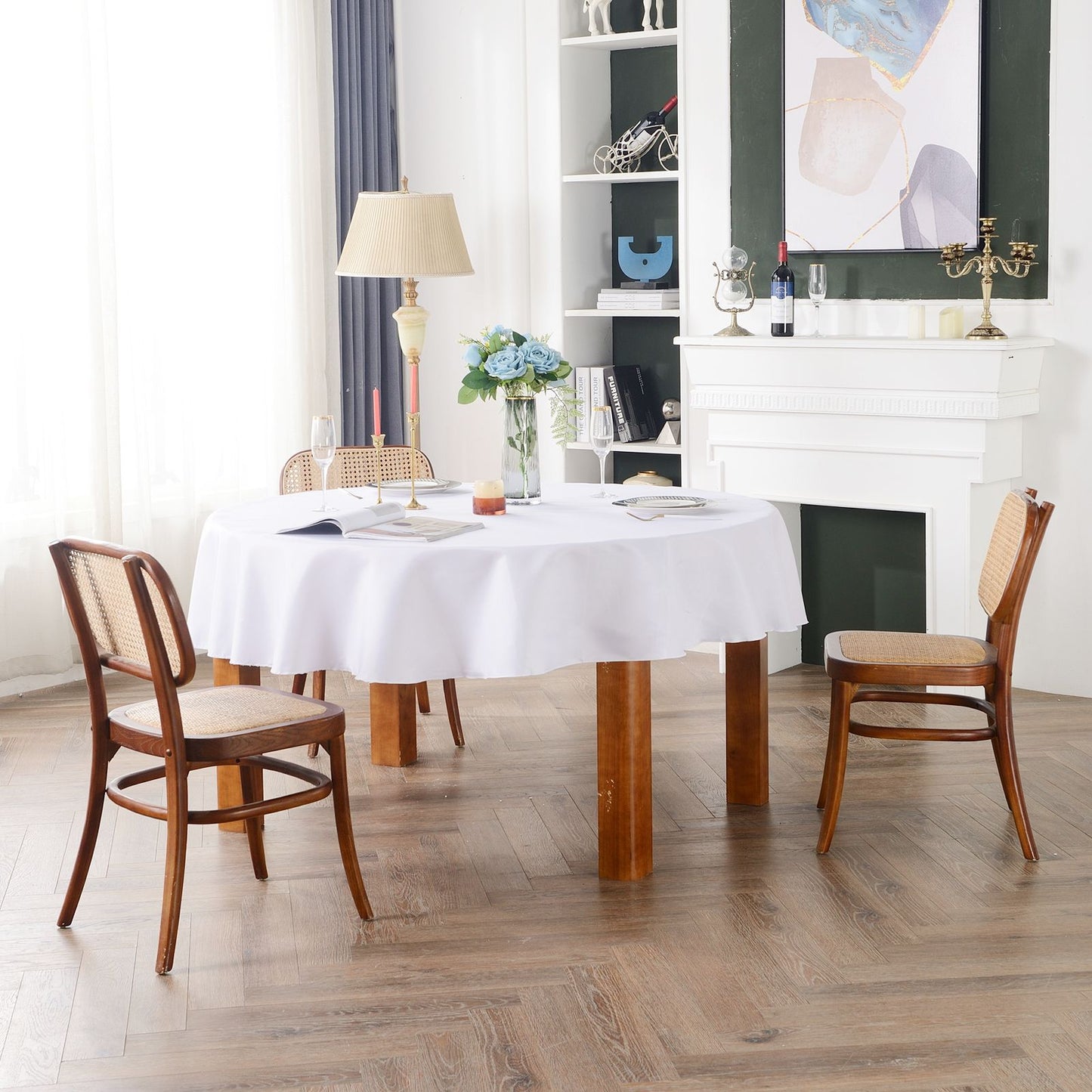 Round Tablecloths White Wedding Table Cloth Satin Solid Color Table Covers Hotel Wedding Birthday Dining Table Decoration