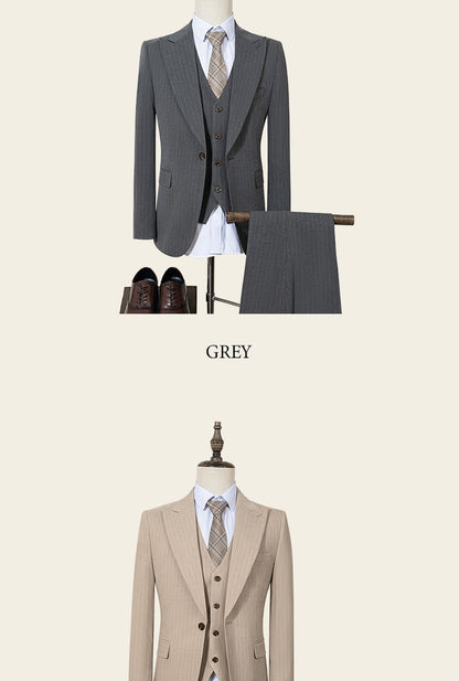 ST Cassy high-quality blue striped suits for men slim fit luxurious and elegant men's business suit 3-piece set full men's suit