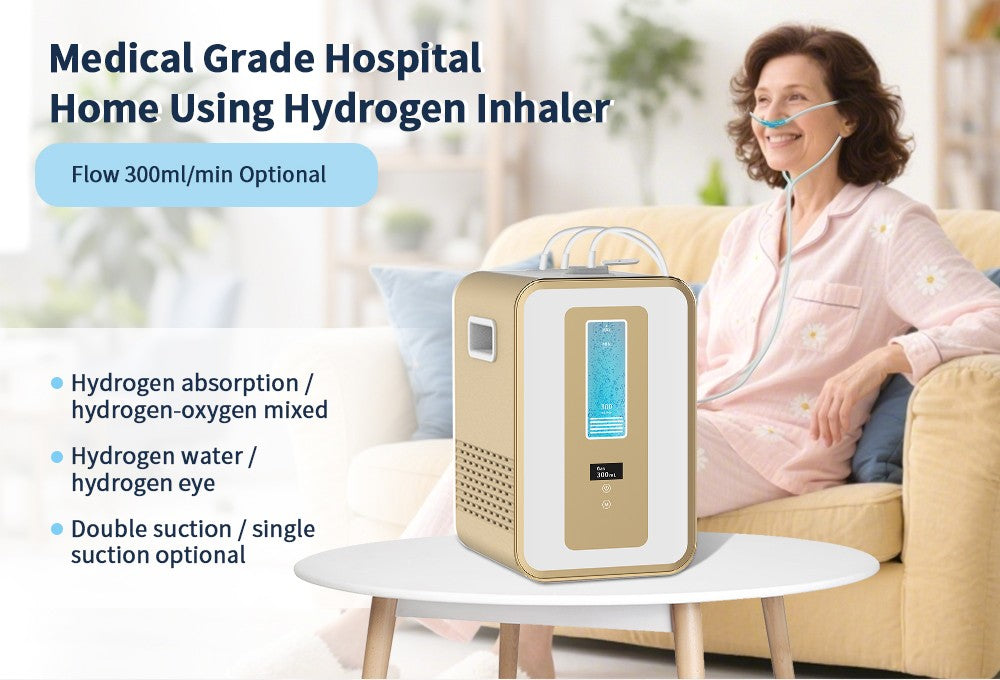 Gerador de Água Hidrogenada Medicinal 300ml Máquina de Inalação de Hidrogênio H2 O2 HHO Dispositivo de Respiração Inalador de Hidrogênio com Saída Dupla