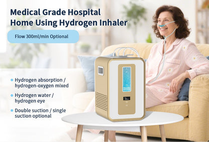 Gerador de Água Hidrogenada Medicinal 300ml Máquina de Inalação de Hidrogênio H2 O2 HHO Dispositivo de Respiração Inalador de Hidrogênio com Saída Dupla