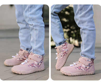 2025 Kids Barefoot Snow Boots Wide Toe Winter Insulated Waterproof Fur Lined Shoes for Boys Girls Cold Weather Outdoor Sneakers