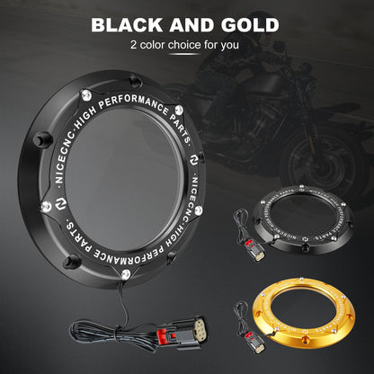 Para Harley Street Glide FLHX 2016-2023 Tampa de Embreagem Derby com Luz de LED Road King FLHR Road Glide FLTRX CVO Tri Glide Electra Glide