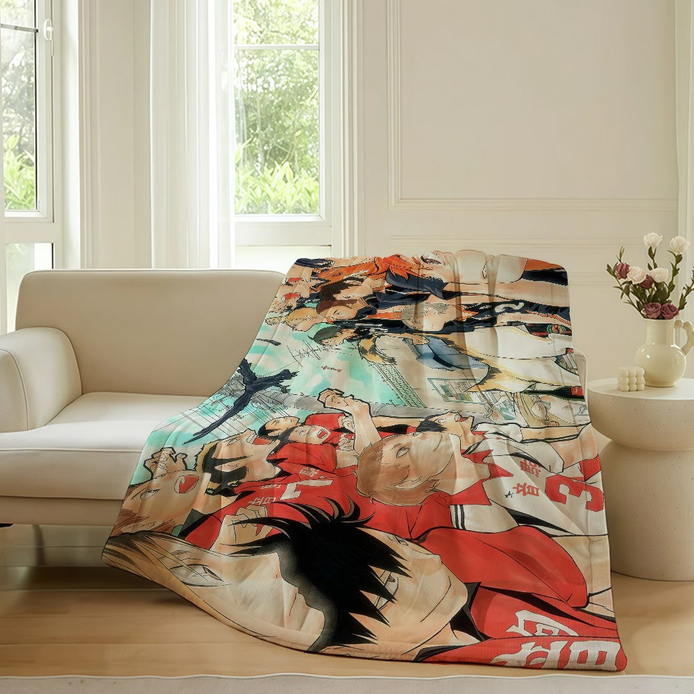 Volleyball Anime H-Haikyu!! Blanket For Sofa Office Bed Plane Travel Sleep Read Relax Camping Soft And Warm