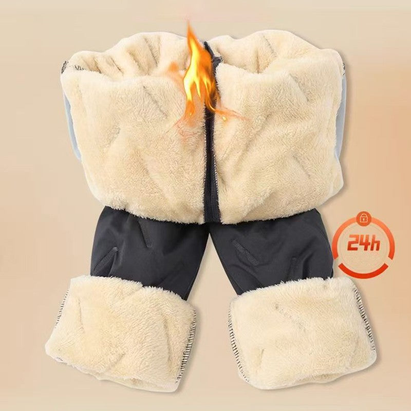 Winter Men Plush Thick Fleece Waterproof Sweatpant Windproof Casual Pants Warm Pants Lambswool Thermal Trousers Casual Outerwear